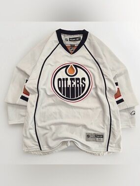 Edmonton Oilers Reebok Hockey Jersey Oversized Medium NHL 07-11 Premier RBK Y2K